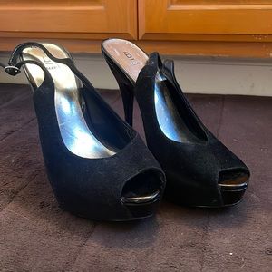 Bakers black peep toe heels